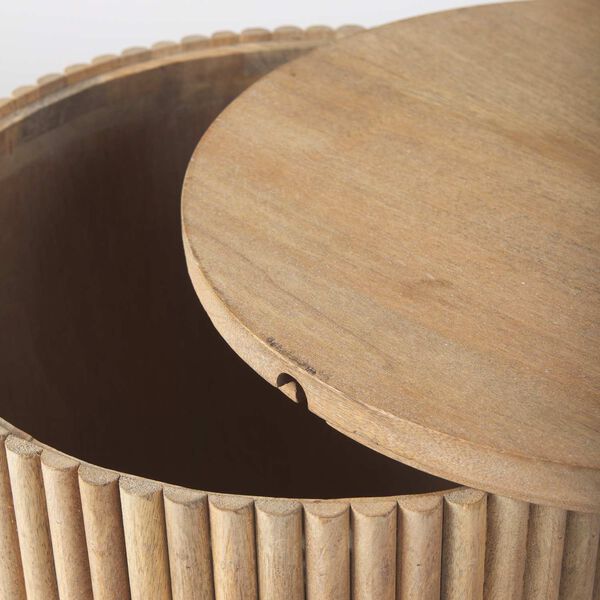 Terra Light Brown Wood Fluted Round Side Table, image 5