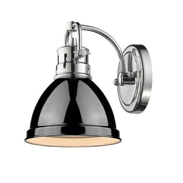 Duncan Chrome One-Light Vanity Fixture with Black Shade, image 1