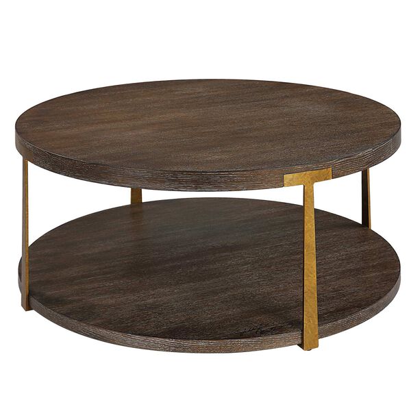 Palisade Rich Coffee and Natural Round Wood Coffee Table, image 5
