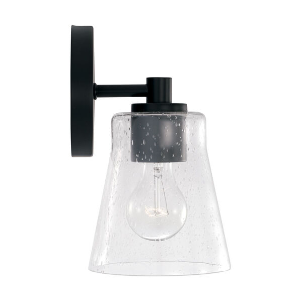 HomePlace Baker Matte Black One-Light Sconce with Clear Seeded Glass, image 5