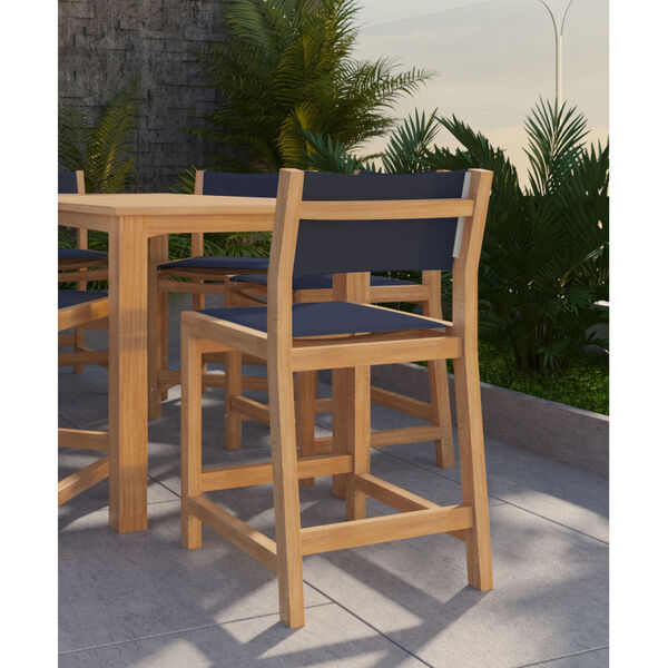 Pearl Natural Sand Teak Navy Outdoor Counter Height Stool, image 3