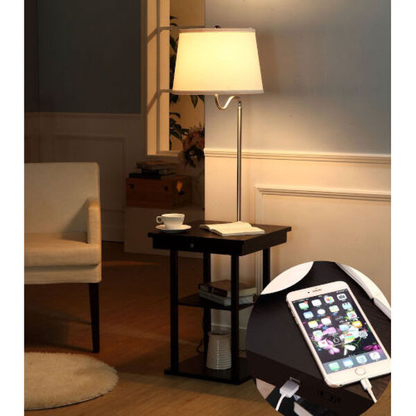 Madison Black LED Floor Lamp with White Shade, image 5