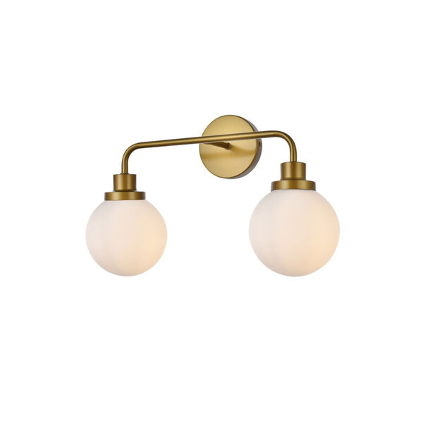 Hanson Brass and Frosted Shade Two-Light Bath Vanity, image 3