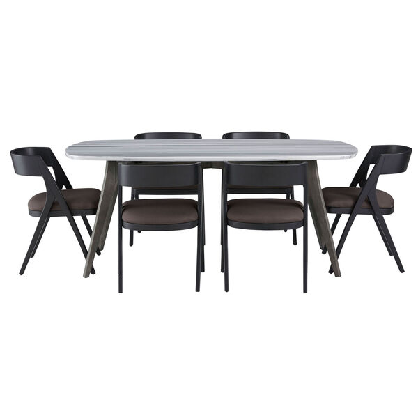 Benedict Grey Marble Top Dining Set with Calvin Chairs, image 2