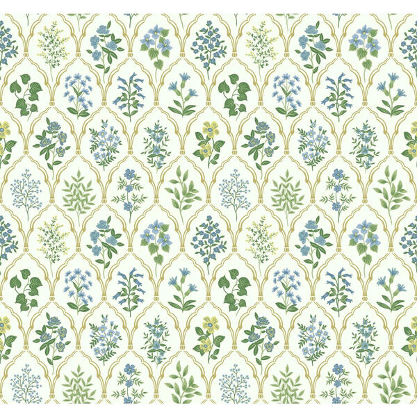 Rifle Paper Co. Blue and Green Hawthorne Wallpaper, image 2