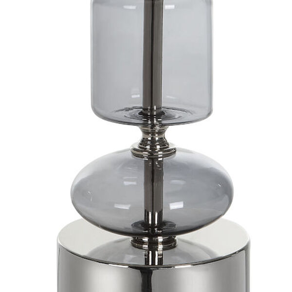 Stratus Gray and Polished Nickel Glass Buffet Lamp, image 6