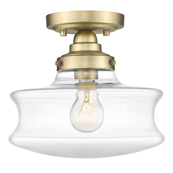 Keal Antique Brass One-Light Convertible Semi-Flush Mount with Clear Glass, image 2