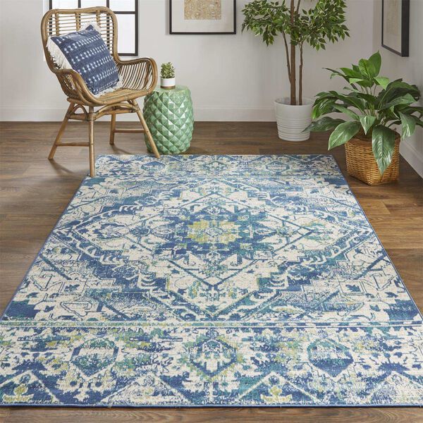 Foster Blue Green Ivory Rectangular 6 Ft. 5 In. x 9 Ft. 6 In. Area Rug, image 2