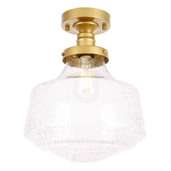Lyle Brass 11-Inch One-Light Flush Mount with Clear Seeded Glass, image 5