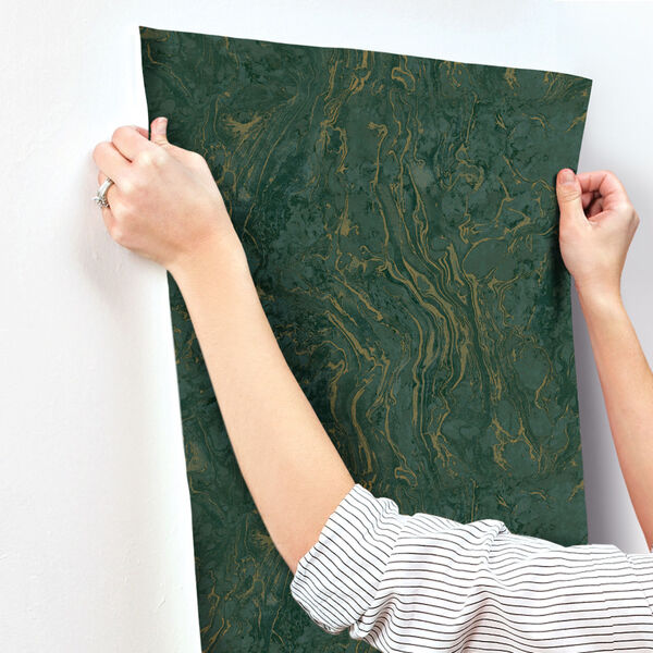 Ronald Redding 24 Karat Green Polished Marble Wallpaper, image 3