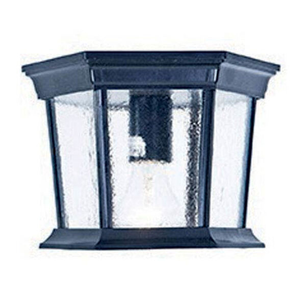 Dover Matte Black One-Light Outdoor Ceiling Mount with Clear Beveled Glass, image 1