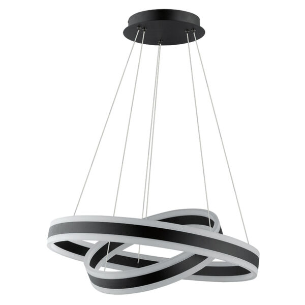 Tonarella Black Two-Light LED Pendant with White and Black Acrylic Shade, image 1