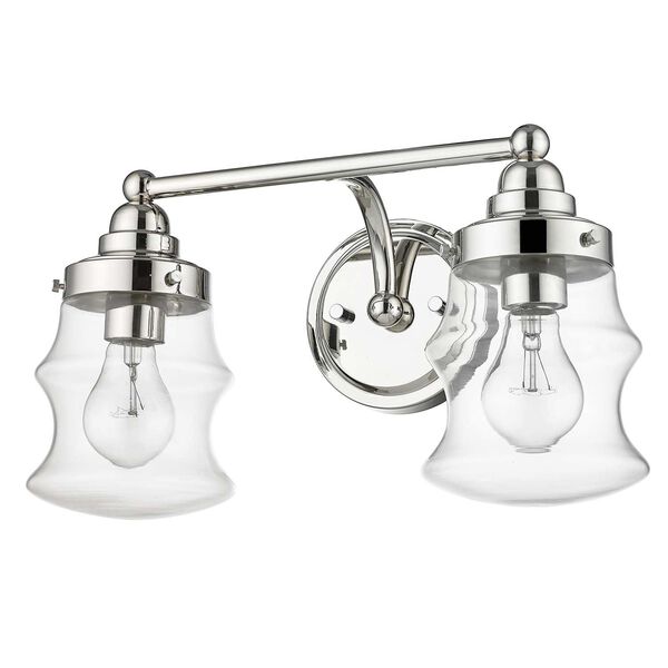 Keal Polished Nickel Two-Light Bath Vanity with Clear Glass, image 4