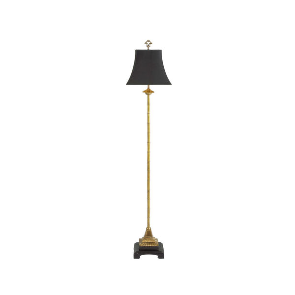 Black and Brass One-Light Bamboo Floor Lamp, image 1