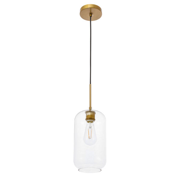 Collier Brass Six-Inch One-Light Mini Pendant with Clear Glass, image 5