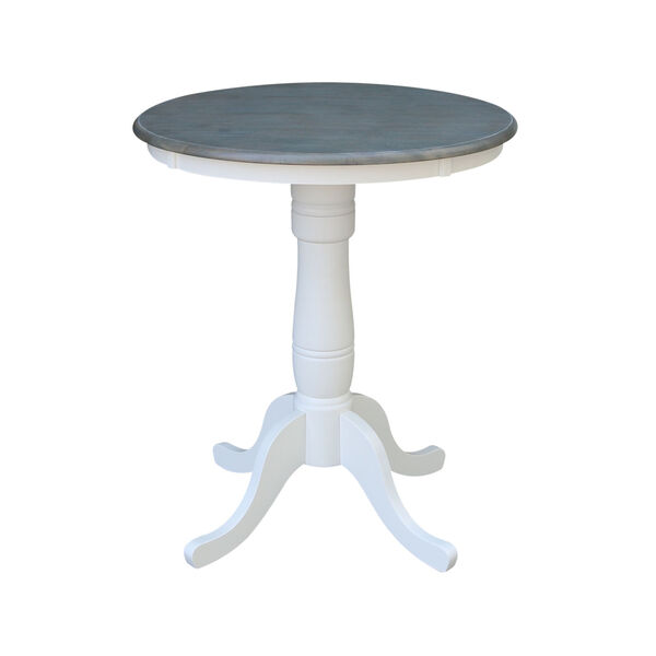 White and Heather Gray 30-Inch Width x 35-Inch Height Round Top Counter Height Pedestal Table, image 1