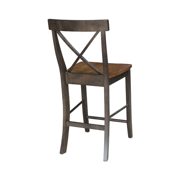Hickory and Washed Coal X-Back Counterheight Stool, image 2