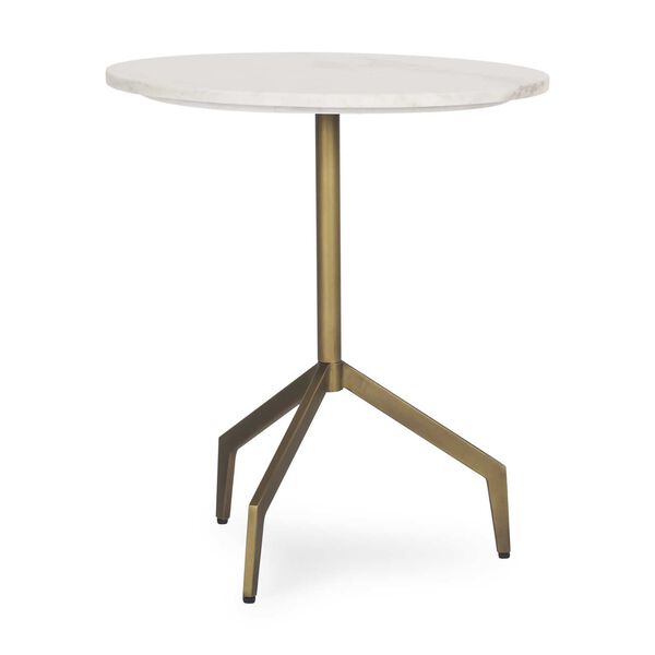 Serre Marble Top 3 Prong Gold Metal Base End Table, image 1