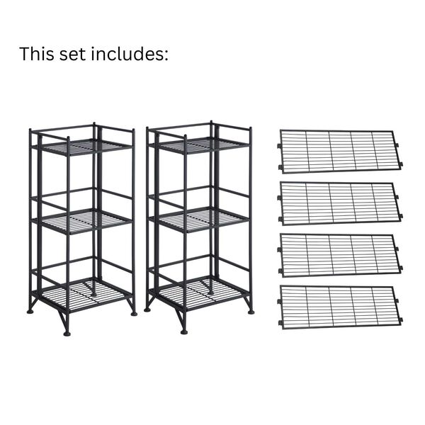 Xtra Storage Three-Tier Folding Metal Shelves with Set of Three Deluxe Extension Shelves, image 5