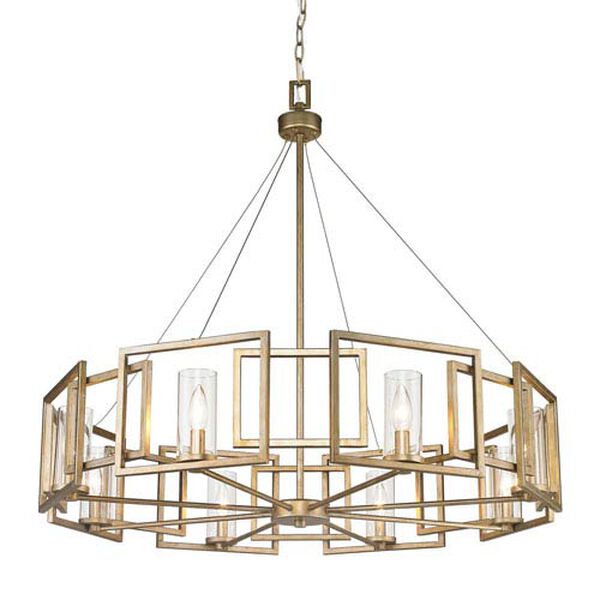 Marco White Gold Eight-Light Chandelier with Clear Glass Shade, image 2