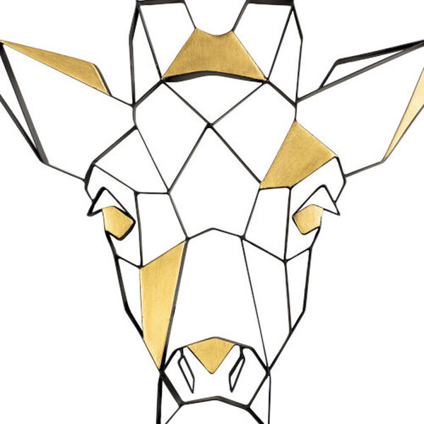 Geometric Animal Kingdom Matte Black Antique Gold Leaf Giraffe Wall Art, image 4