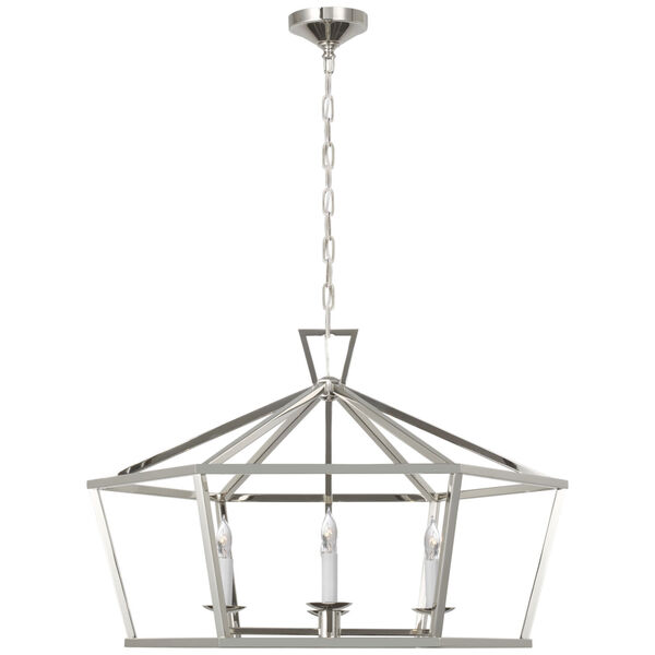 Darlana Wide Hexagonal Lantern in Polished Nickel by Chapman  and  Myers, image 1