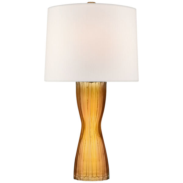 Seine Medium Table Lamp in Amber with Linen Shade by Barbara Barry, image 1
