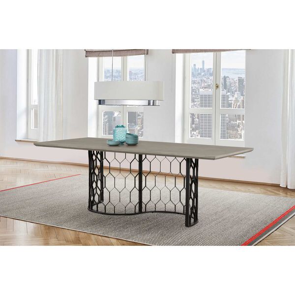 Solange Medium Gray Concrete Black Dining Table, image 2