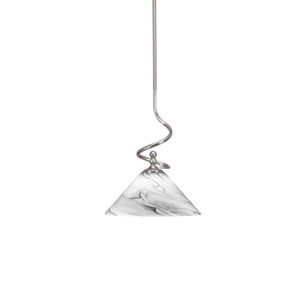 Capri Brushed Nickel One-Light Pendant with Oynx Swirl Glass, image 1