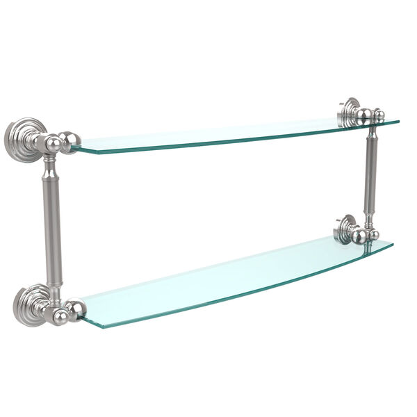 Waverly Place Collection 24 Inch Two Tiered Glass Shelf, Polished Chrome, image 1