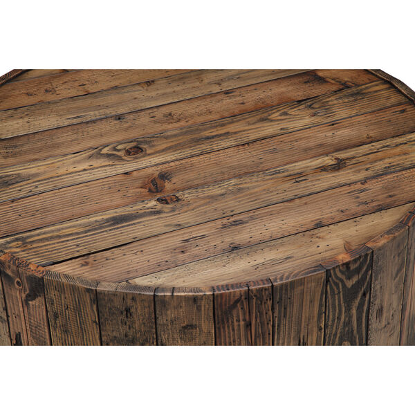 Dakota Round Cocktail Table with Casters in Rustic Pine, image 2