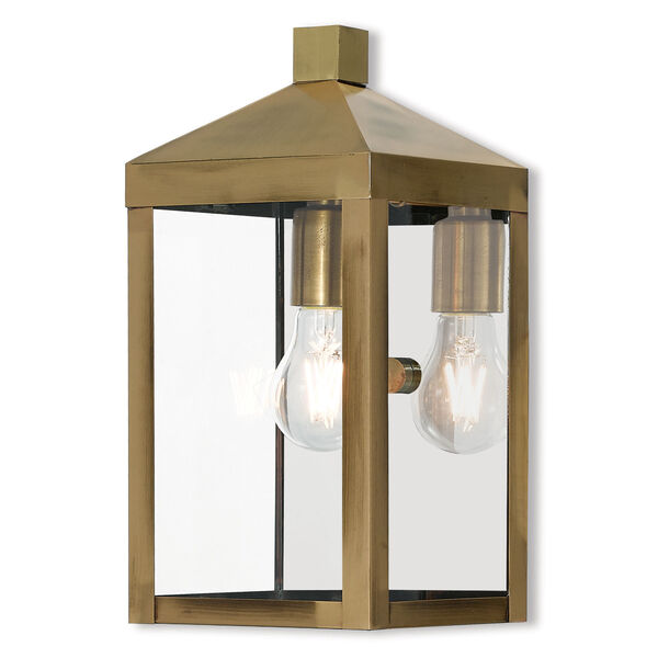 Nyack Antique Brass 6-Inch One-Light Outdoor Wall Lantern, image 1