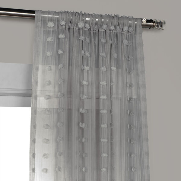 Dot Grey Patterned Linen Sheer Curtain Single Panel, image 3