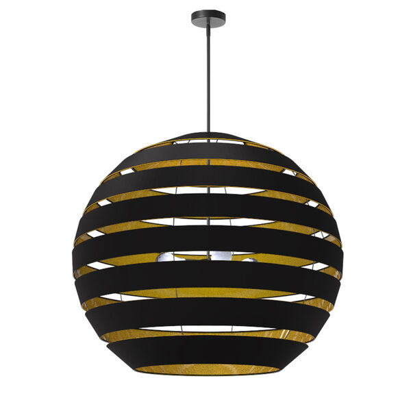Hula Matte Black and Gold Four-Light Globe Chandelier, image 1