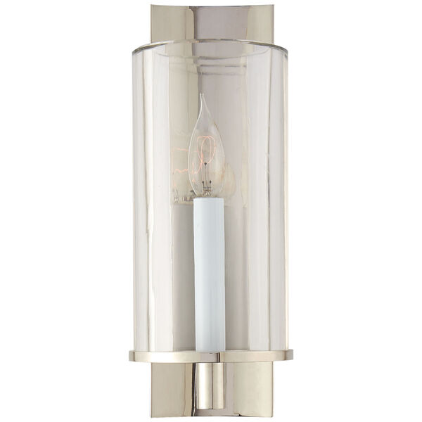 Deauville Single Sconce in Polished Nickel with Clear Glass by AERIN, image 1