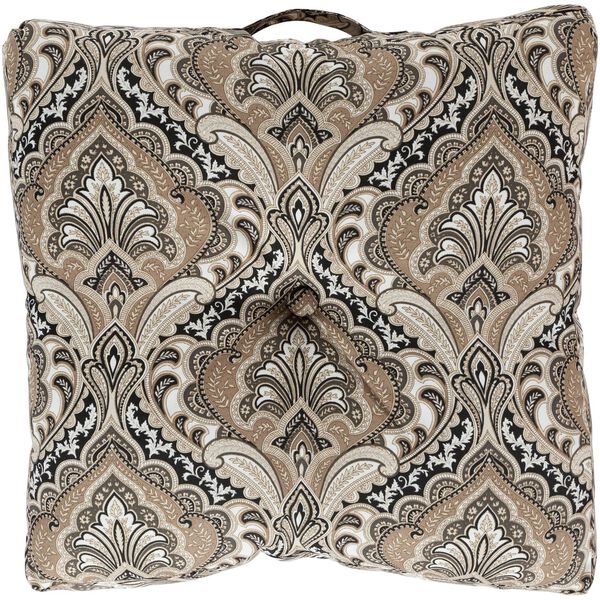 22-Inch Square Neutral Multi-Color Paisley Polyester Floor Cushion, image 1