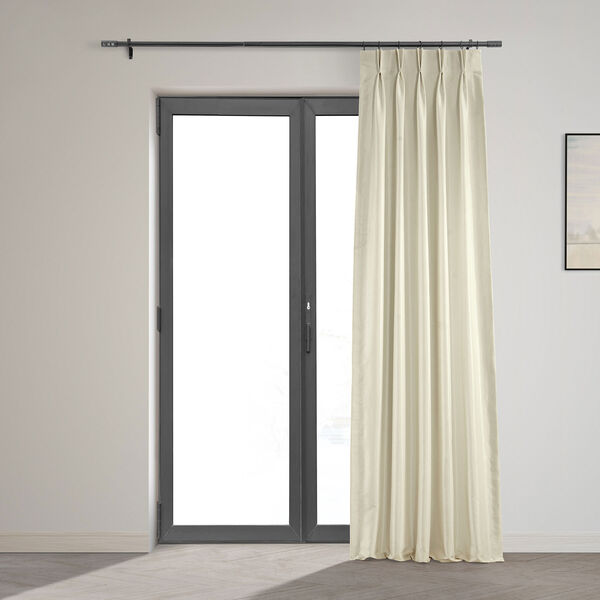 Ivory 25 x 108-Inch Blackout Vintage Textured Faux Dupioni Silk Pleated Curtain, image 2