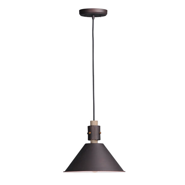 Tucson Oil Rubbed Bronze and Weathered Wood 11-Inch One-Light Adjustable Pendant, image 1