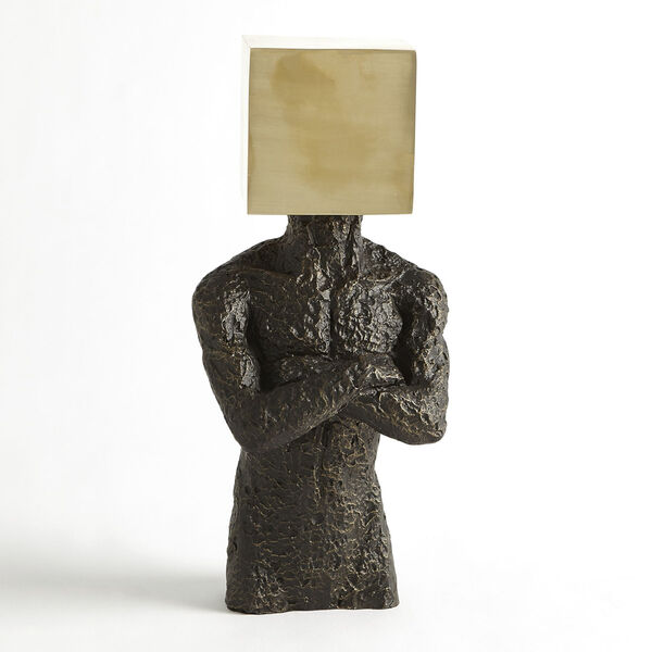 Brass and Bronze Cube Hero Figurine, image 1
