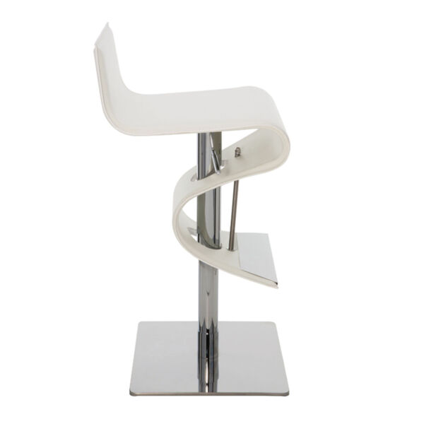 Portland White and Silver Adjustable Stool, image 3