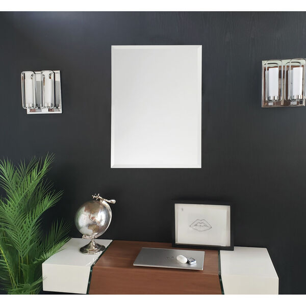 Tri Bev Silver 22 x 28-Inch Rectangular Beveled Frameless Bathroom Mirror, image 1
