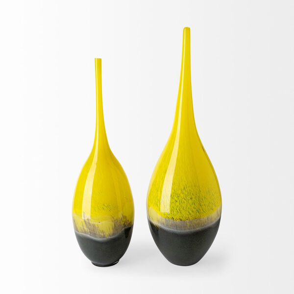 Jasse Yellow and Gray Small Ombre Glass Vase, image 2