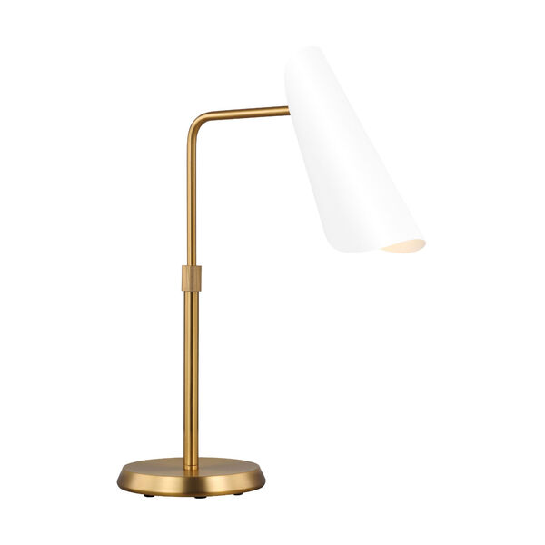 Tresa Burnished Brass LED Task Table Lamp with Matte White Shade, image 3