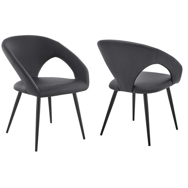 Elin Matte Black Gray Arm Chair, Set of Two, image 2