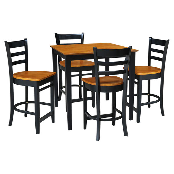Black and Cherry 36-Inch Counter Height Table with Four Counter Stool, Five-Piece, image 2