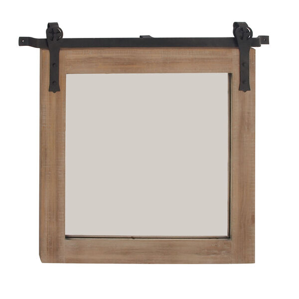 Brown Wood Wall Mirror, 31-Inch x 31-Inch, image 6