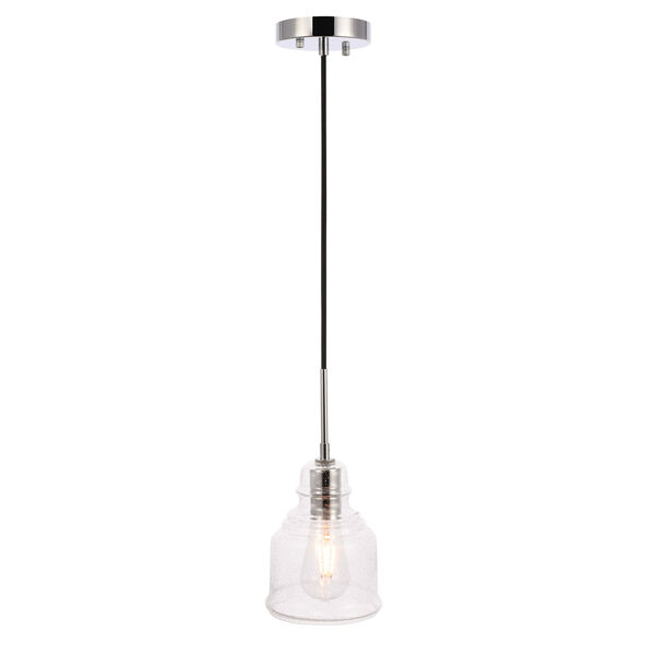 Pierce Chrome Six-Inch One-Light Mini Pendant with Clear Seeded Glass, image 4