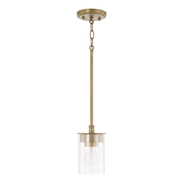 HomePlace Mason Aged Brass One-Light Mi Semi-Flush or Pendant with Clear Glass, image 2