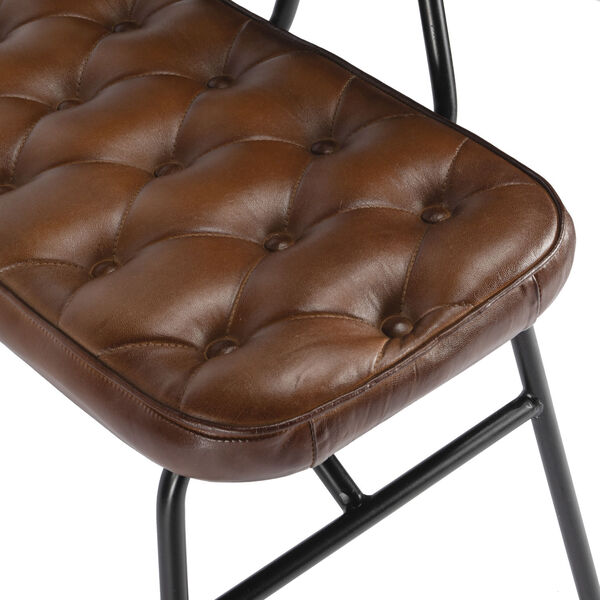 Austin Brown and Black Leather Button Tufted Bench, image 5