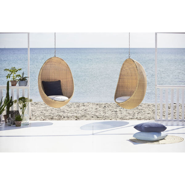 Nanna Ditzel Natural Outdoor Hanging Egg Chair with Tempotest White Canvas Cushion, image 2